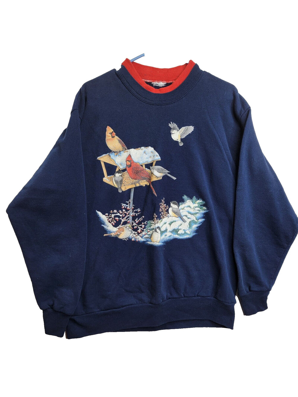 Cardinals Winter Scene Long Sleeve Sweat Shirt Medium Grandmacore